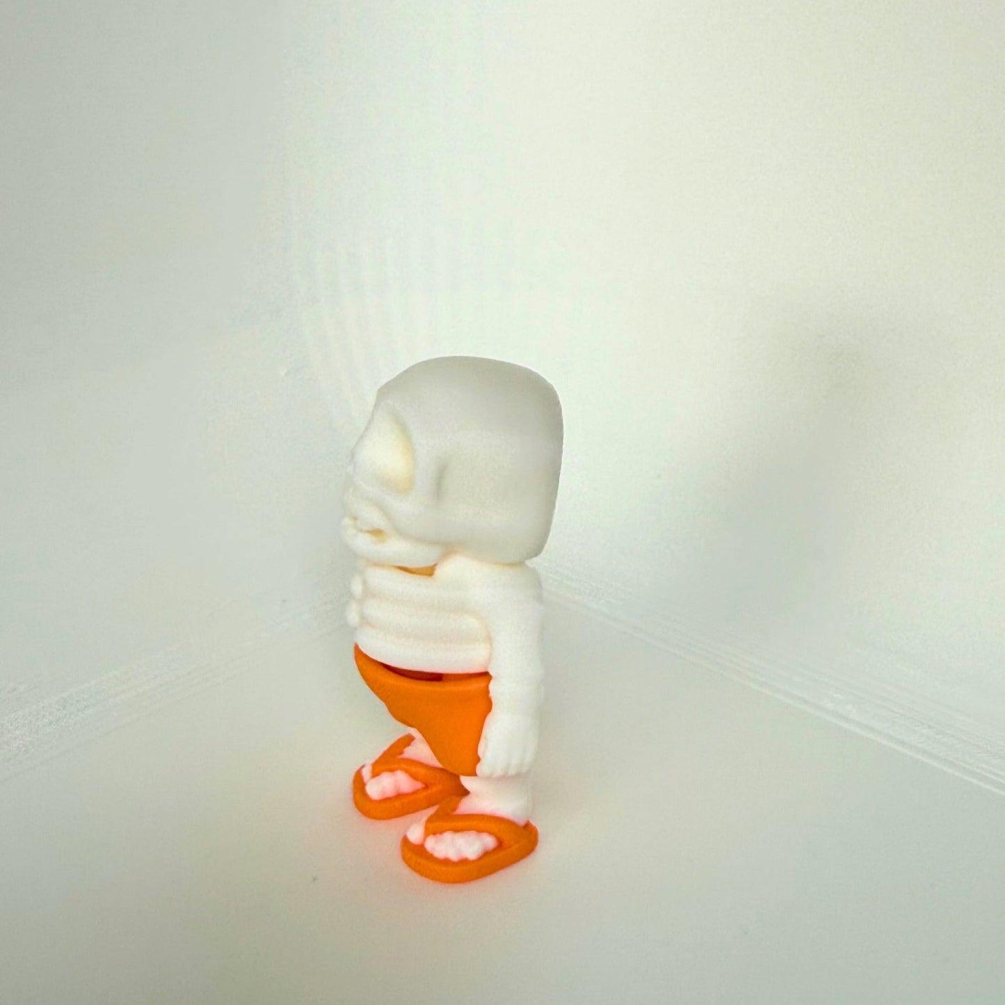 Summer-themed skeleton figure in beachwear, locally printed with environmentally friendly materials