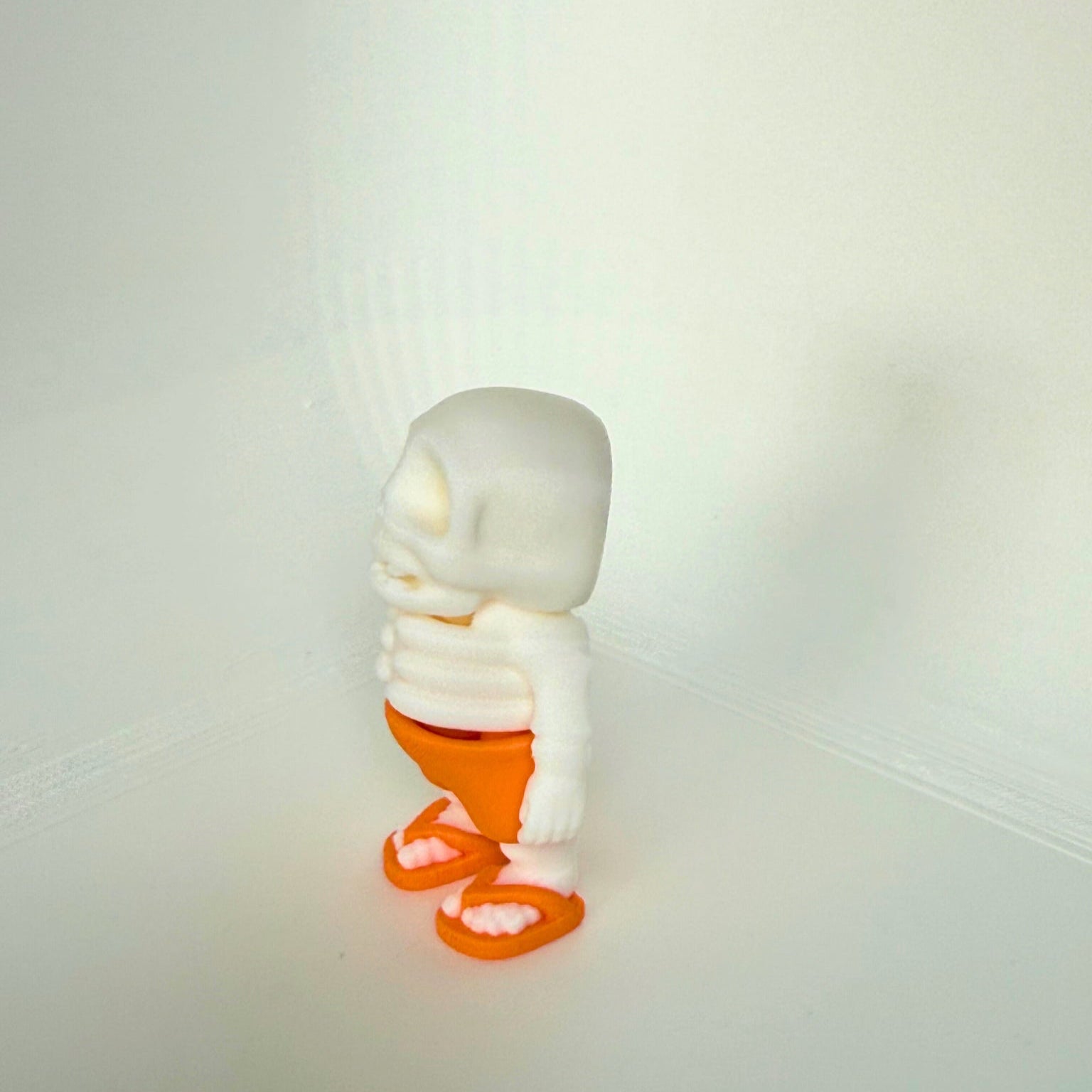 Summer-themed skeleton figure in beachwear, locally printed with environmentally friendly materials